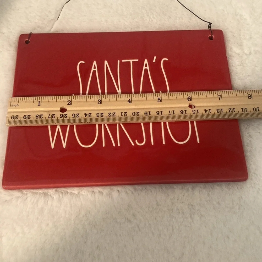 Rae Dunn Santa’s Workshop Ceramic Hanging Sign